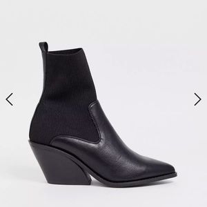 ASOS DESIGN Rekindle western sock boots in black